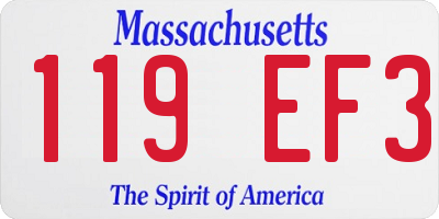 MA license plate 119EF3