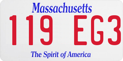 MA license plate 119EG3