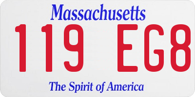 MA license plate 119EG8
