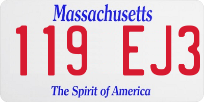 MA license plate 119EJ3