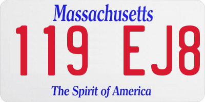 MA license plate 119EJ8