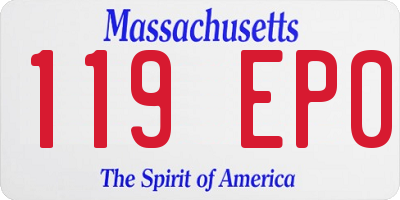 MA license plate 119EP0