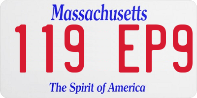 MA license plate 119EP9