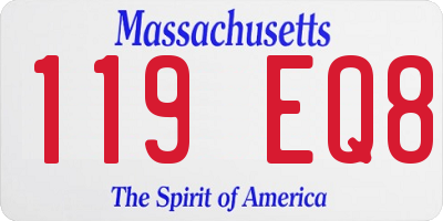 MA license plate 119EQ8