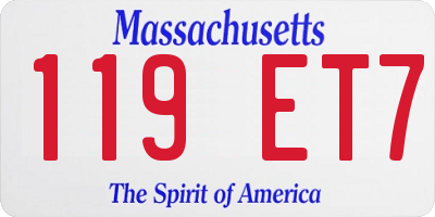 MA license plate 119ET7