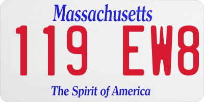 MA license plate 119EW8