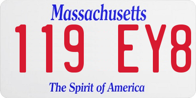 MA license plate 119EY8
