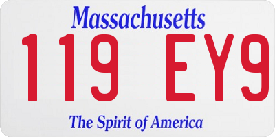 MA license plate 119EY9