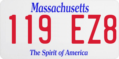MA license plate 119EZ8