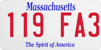 MA license plate 119FA3