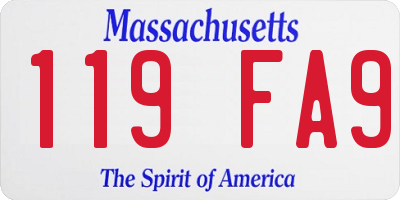 MA license plate 119FA9