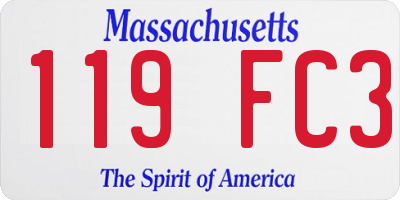 MA license plate 119FC3