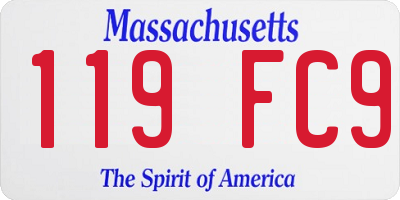 MA license plate 119FC9