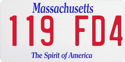 MA license plate 119FD4