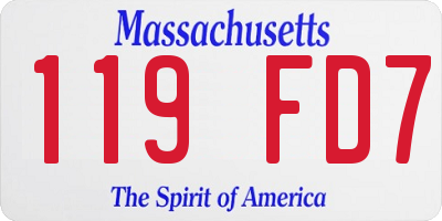 MA license plate 119FD7