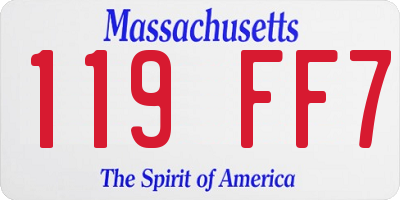 MA license plate 119FF7