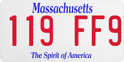 MA license plate 119FF9