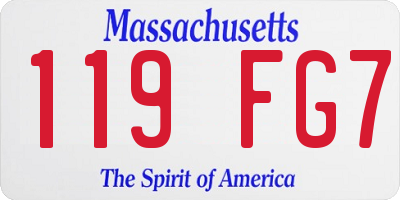 MA license plate 119FG7