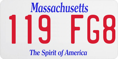 MA license plate 119FG8