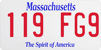 MA license plate 119FG9