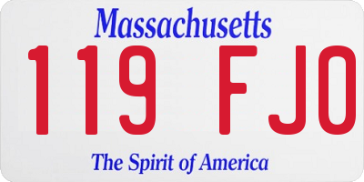 MA license plate 119FJ0