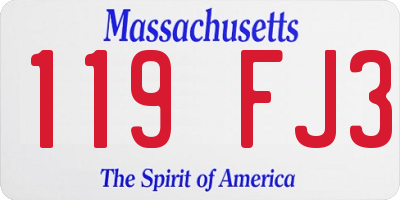 MA license plate 119FJ3