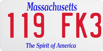 MA license plate 119FK3