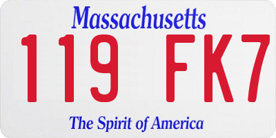 MA license plate 119FK7
