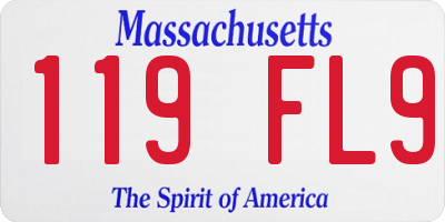 MA license plate 119FL9