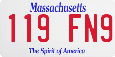 MA license plate 119FN9