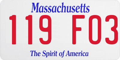 MA license plate 119FO3