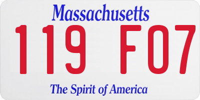 MA license plate 119FO7