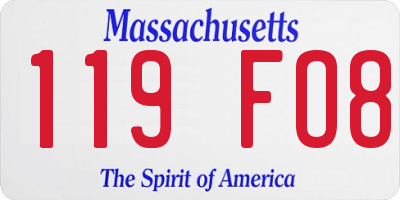 MA license plate 119FO8