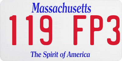 MA license plate 119FP3