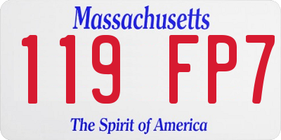 MA license plate 119FP7