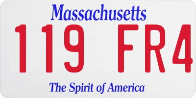 MA license plate 119FR4