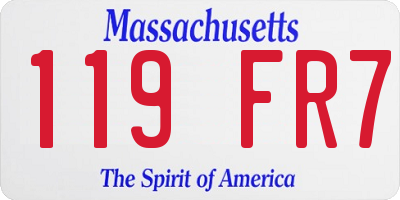 MA license plate 119FR7