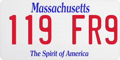 MA license plate 119FR9