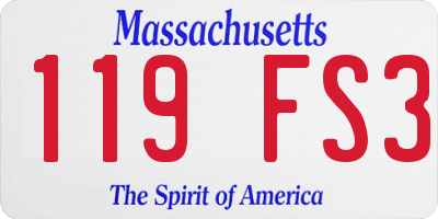 MA license plate 119FS3