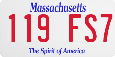 MA license plate 119FS7