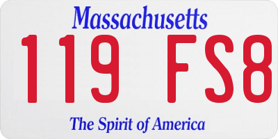 MA license plate 119FS8