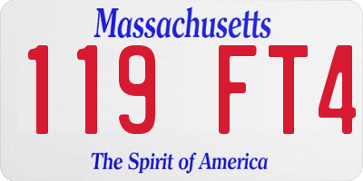 MA license plate 119FT4