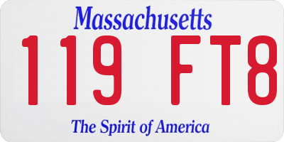 MA license plate 119FT8