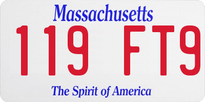 MA license plate 119FT9