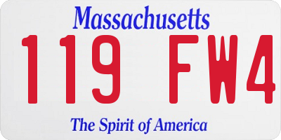 MA license plate 119FW4