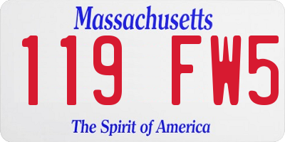 MA license plate 119FW5