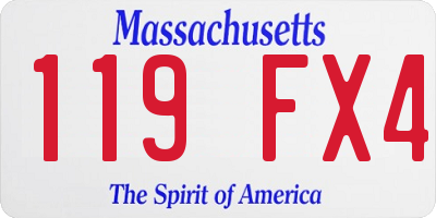 MA license plate 119FX4