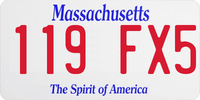MA license plate 119FX5