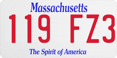 MA license plate 119FZ3