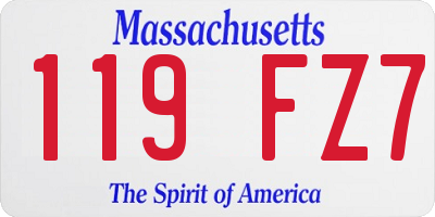 MA license plate 119FZ7
